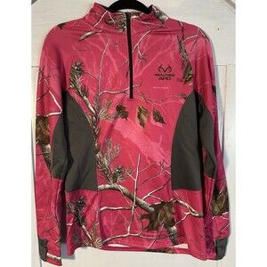 Realtree APC Women’s Jacket Size M (38-40)Pink 1/4 Zip Long Sleeve Pullover
